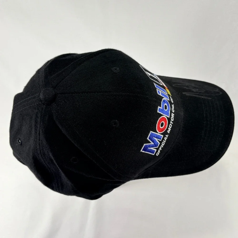 NASCAR Racing Mobil 1 Hat Signed (Unknown) Pegasus Black Baseball Cap